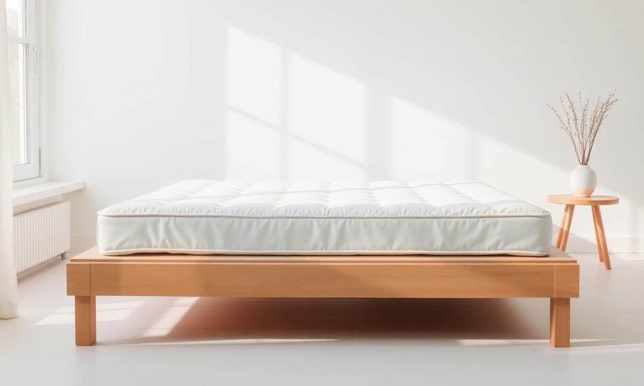 Materasso fresco in una camera da letto luminosa